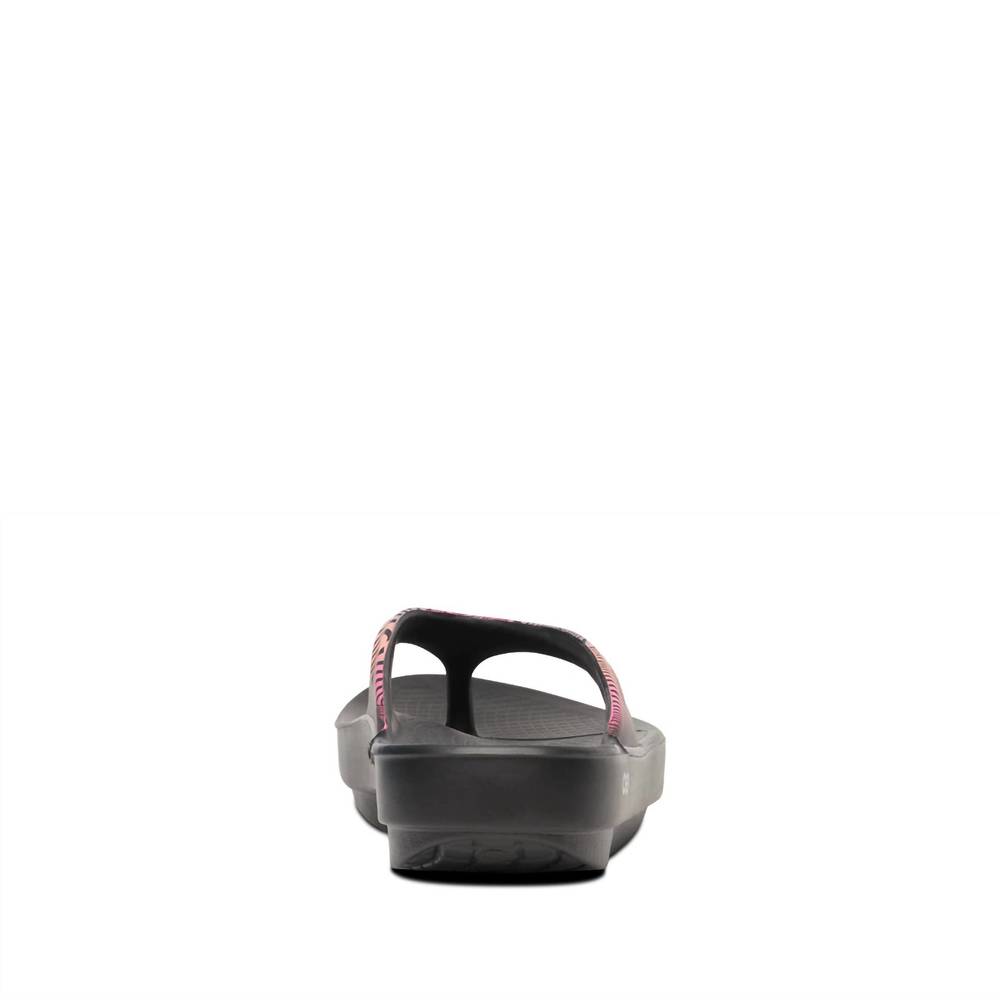 NEW OOFOS women's oolala limited sandal in disco zebra - Picture 2 of 8
